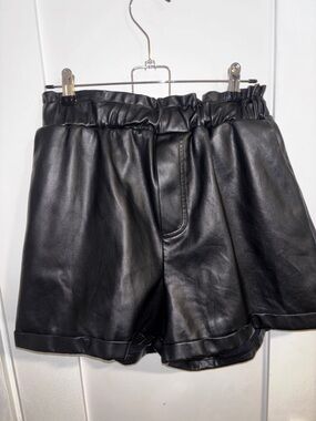 Forever 21 Black Faux Leather Paperbag Waist Shorts